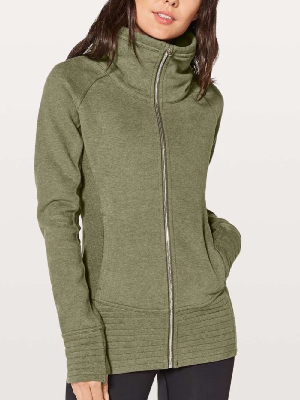 Lululemon Radiant Jacket Women's 4 Green Funnel Neck Cotton Blend Fleece Cabin